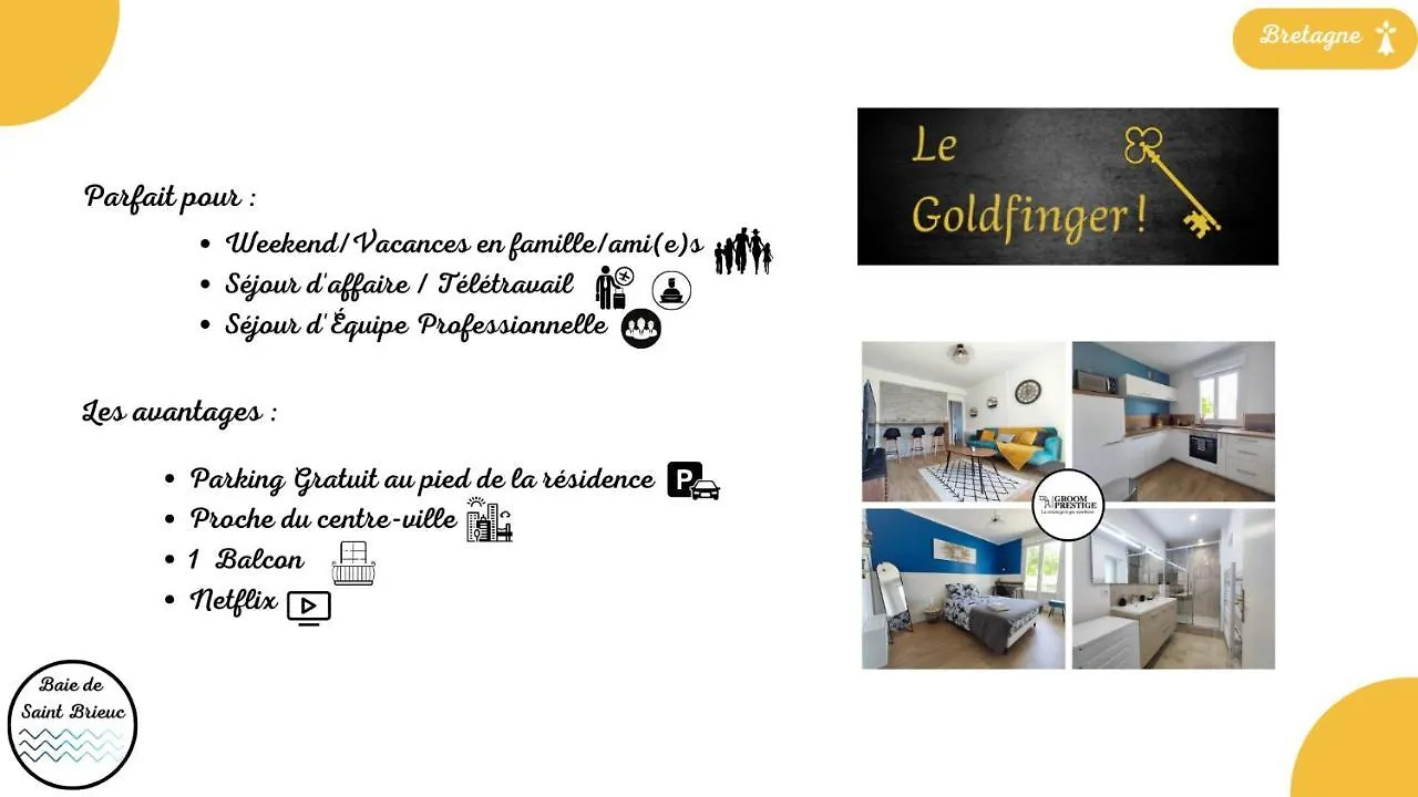 Le Goldfinger - Tout Pour Votre Confort ! Lägenhet Saint-Brieuc 0*,